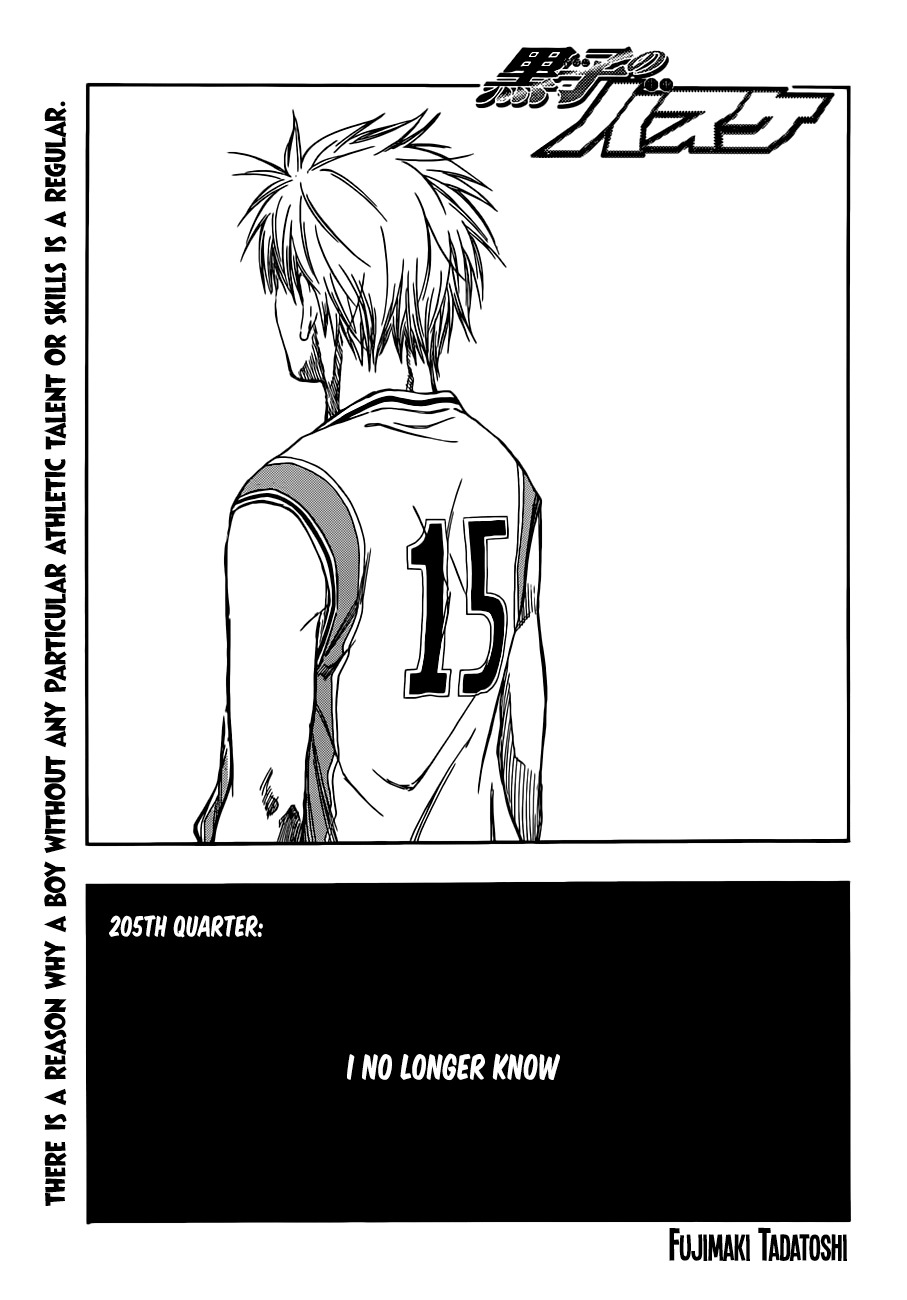 Kuroko no Basket Chapter 205 page 1 - Chapter 205: I No Longer Know