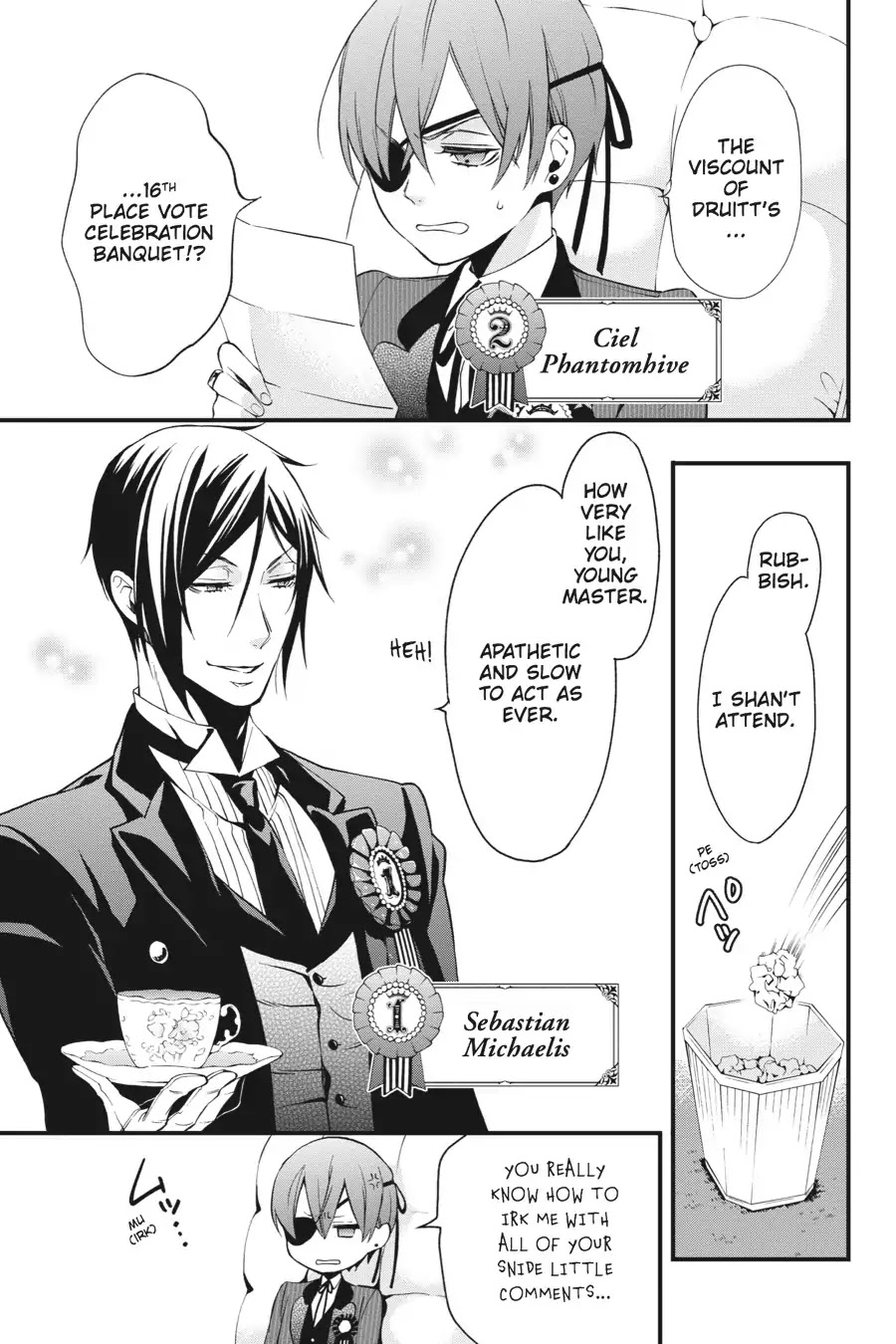Kuroshitsuji Chapter 108.5 page 5 - Vol.22 Bonus Chapter: On a special day: The Devil Six, Uninhibited