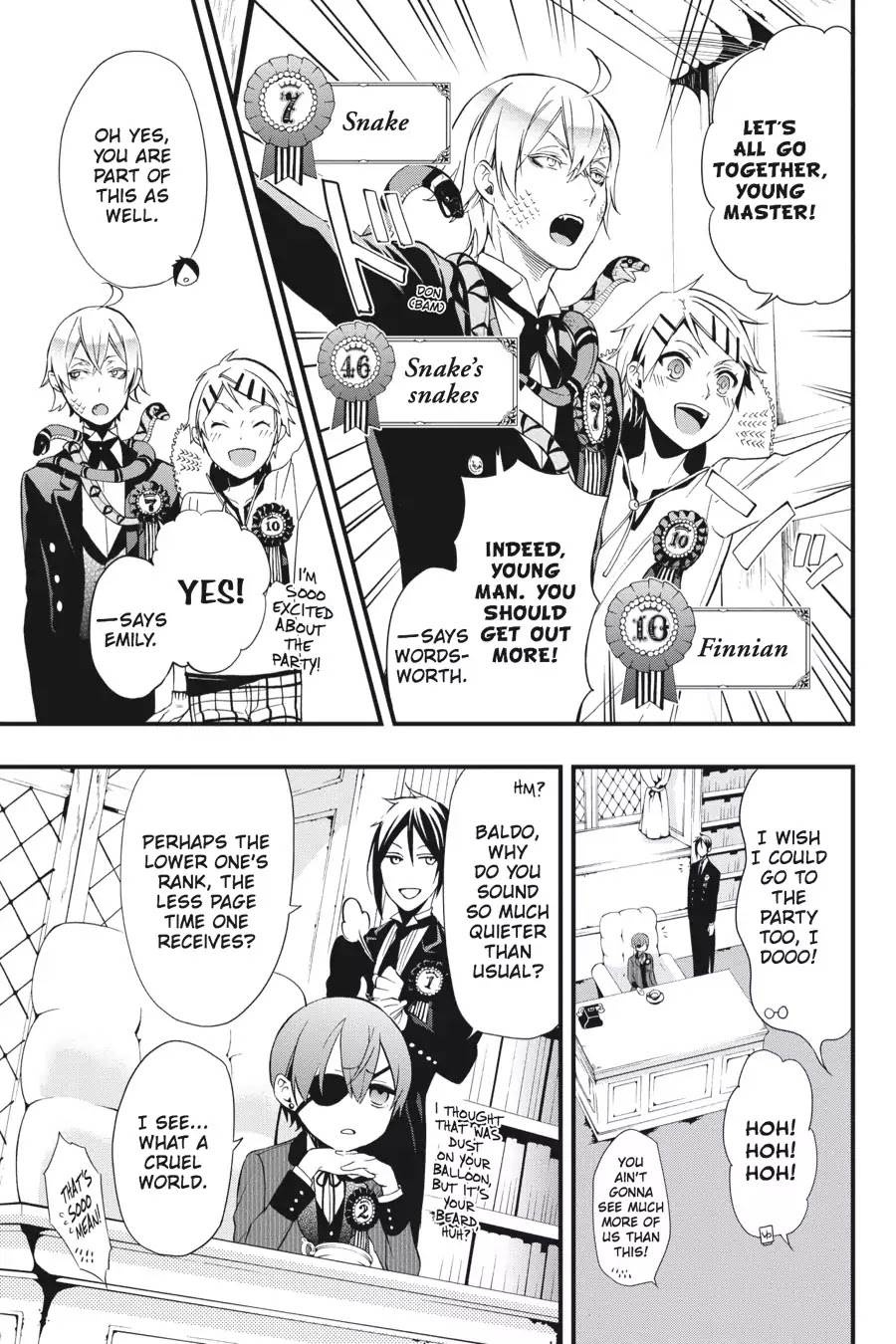 Kuroshitsuji Chapter 108.5 page 7 - Vol.22 Bonus Chapter: On a special day: The Devil Six, Uninhibited