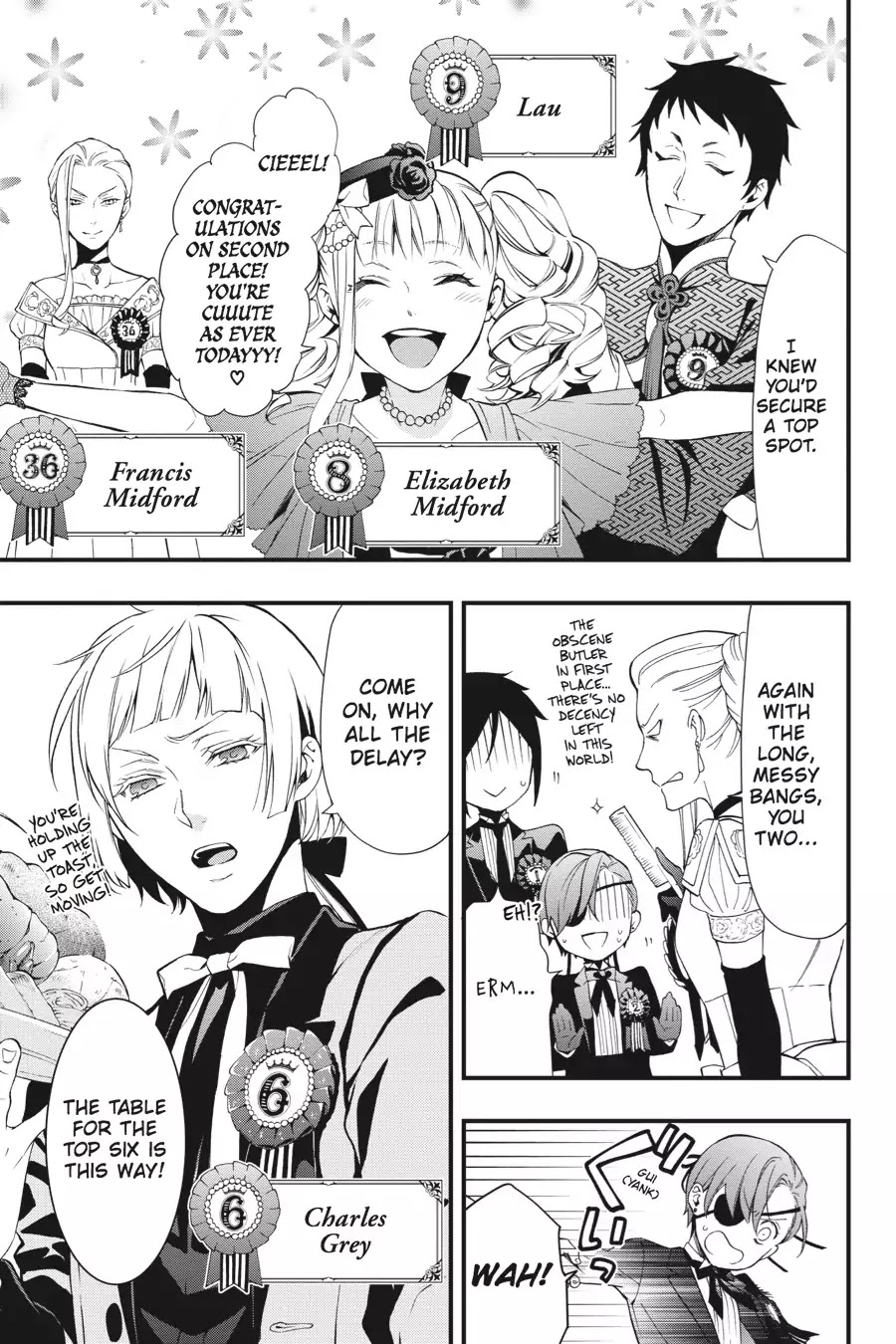 Kuroshitsuji Chapter 108.5 page 9 - Vol.22 Bonus Chapter: On a special day: The Devil Six, Uninhibited