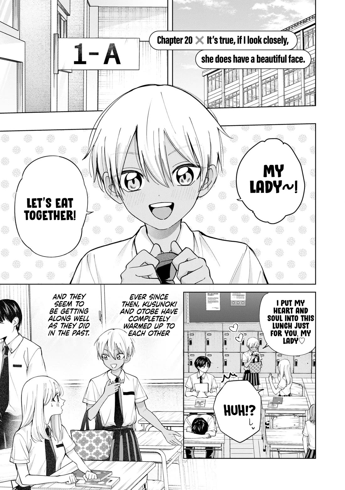 Kusunoki-san Failed to Debut in High School Chapter 20 page 1 - Chapter 20: It's true, if you look closely, she does have a beautiful face.