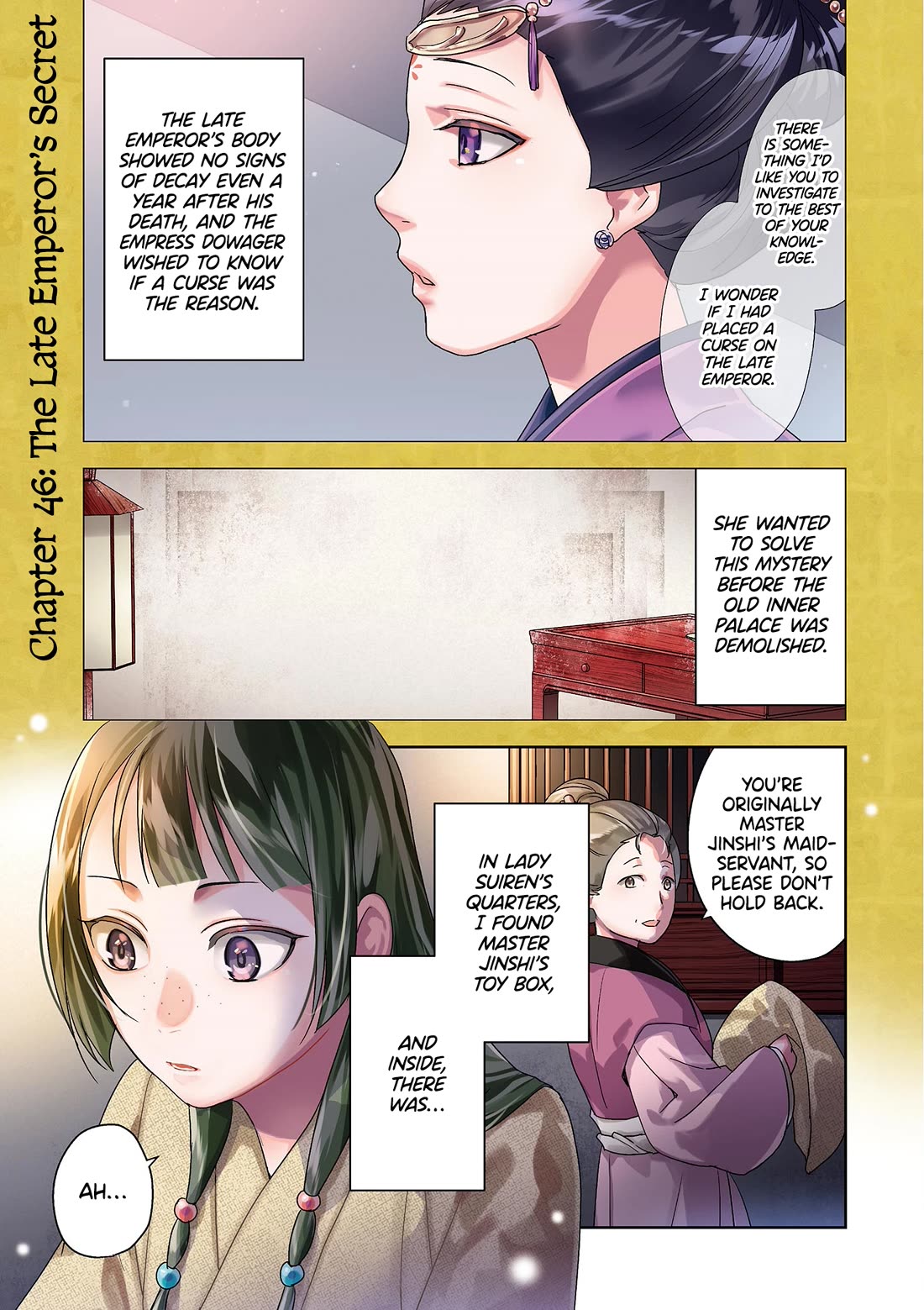 Kusuriya no Hitorigoto - Maomao no Koukyuu Nazotoki Techou Chapter 46 page 2 - Chapter 46: The Late Emperor's Secret