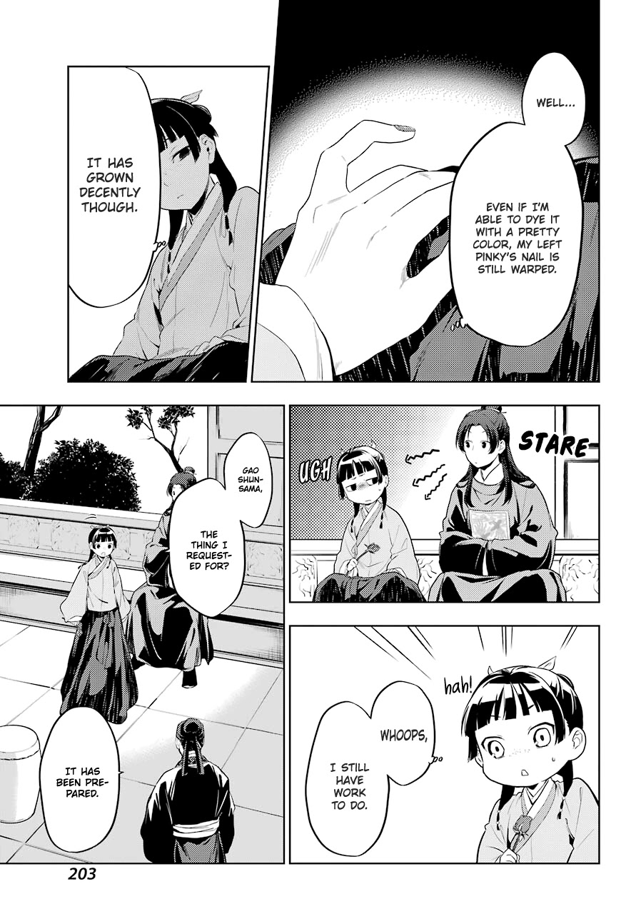 Kusuriya no Hitorigoto Chapter 36.2 page 12 - Chapter 36.2: A Rose and Nail Polish (Part 2)