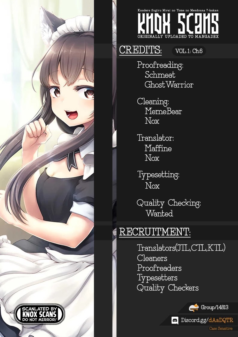 Kuudere Sugiru Mirai no Yome no Mendouna 7-kakan Chapter 6 page 1 - Chapter 6