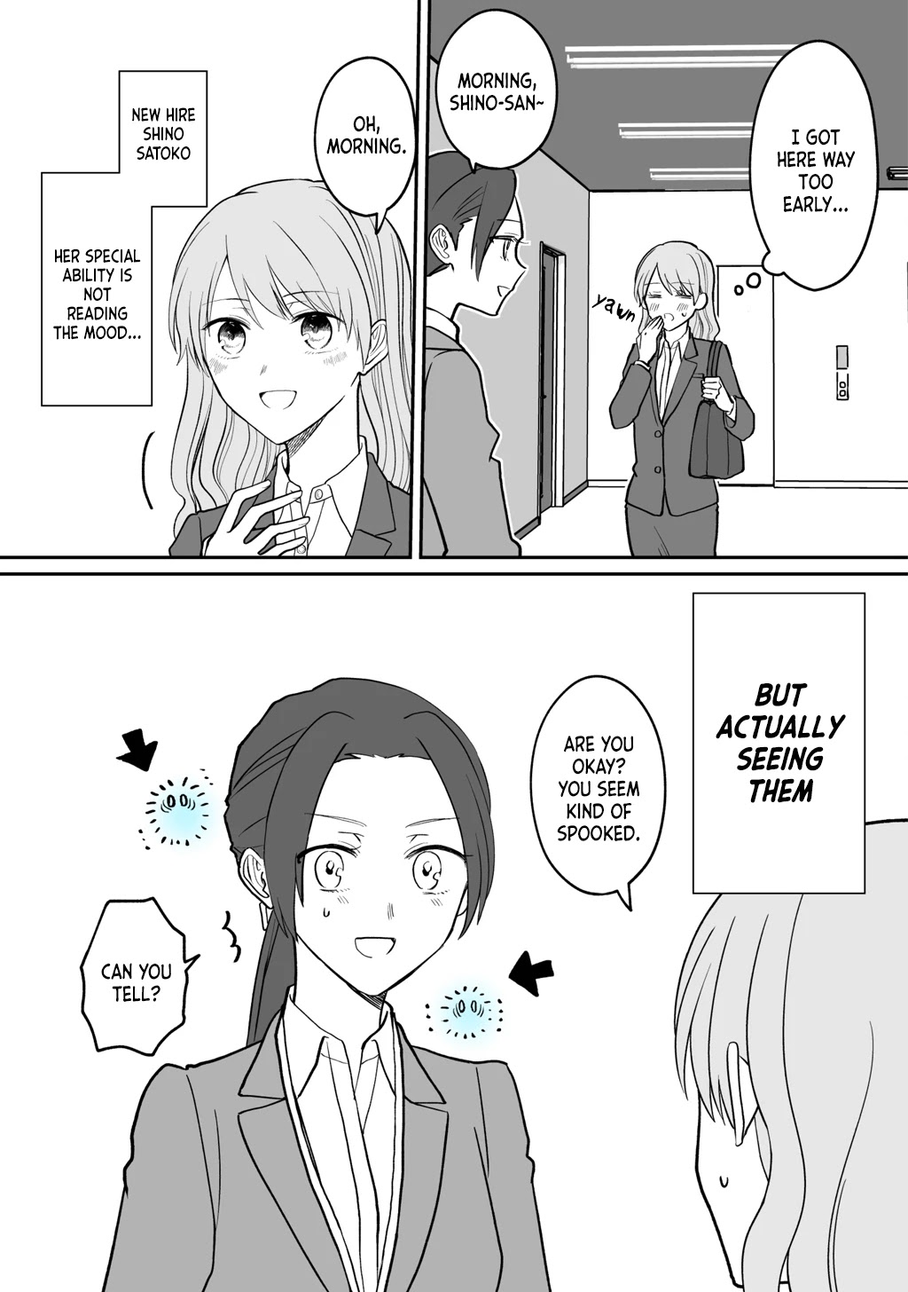 Kuuki ga "Yomeru" Shinnyushain to Buaiso na Senpai no Hanashi Chapter 2 page 1 - Chapter 2