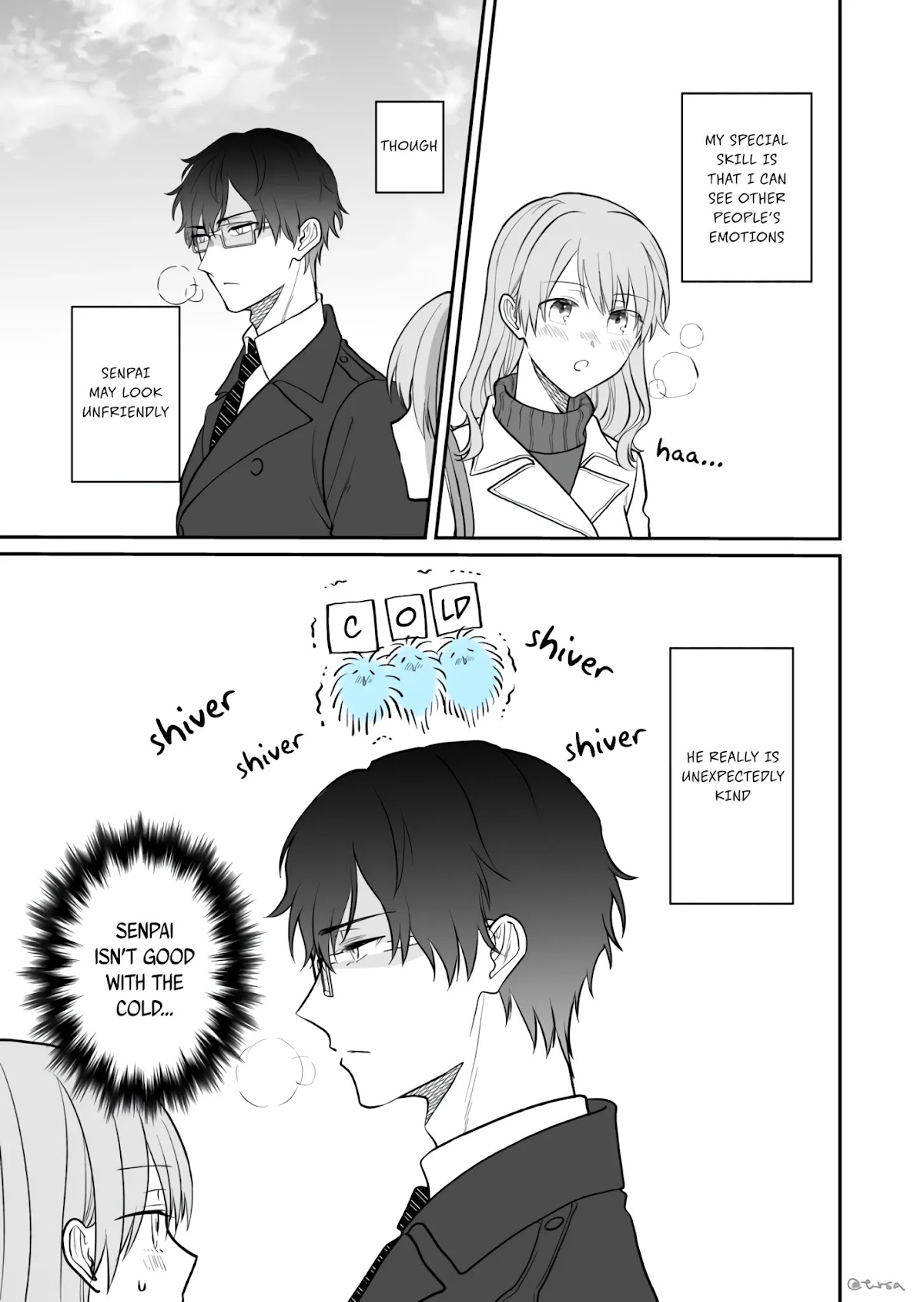 Kuuki ga "Yomeru" Shinnyushain to Buaiso na Senpai no Hanashi Chapter 8 page 1 - Chapter 8