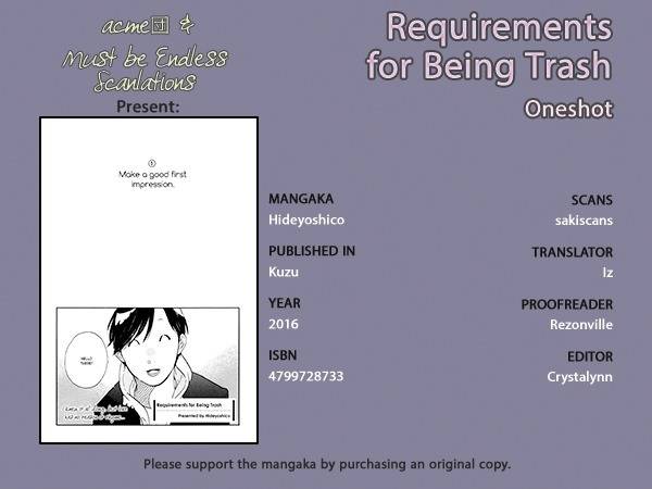 kuzu Chapter 3 page 1 - Chapter 3: Requirements for Being Trash (by Hideyoshico)