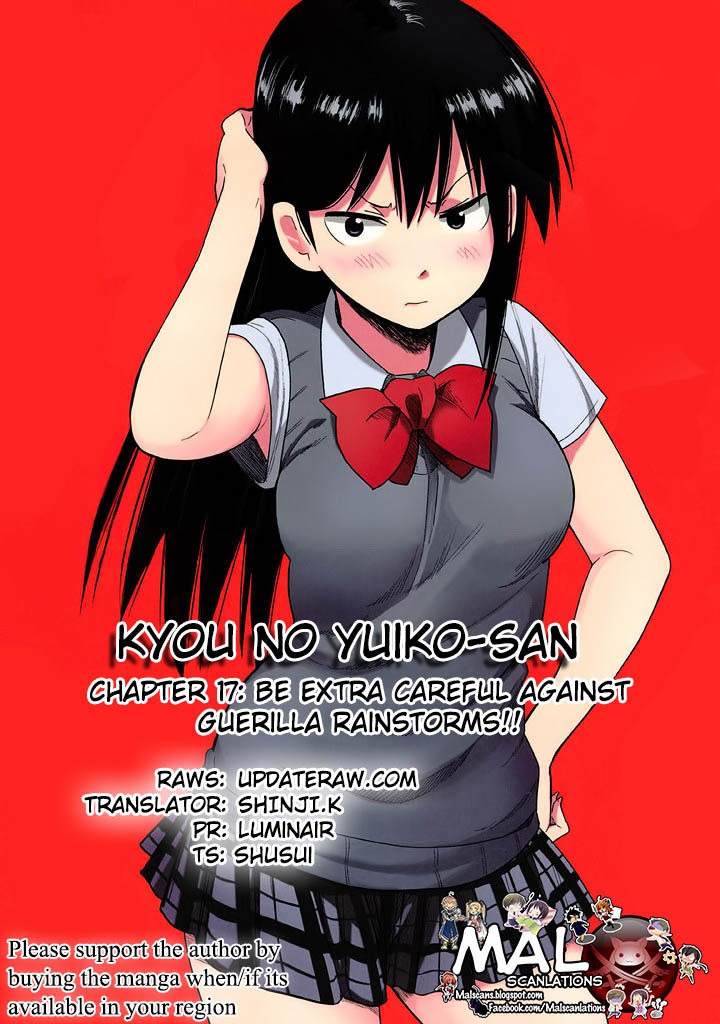 Kyou no Yuiko-san Chapter 17 page 1 - Chapter 17 : Be extra careful against against Guerilla Rainstorms!!