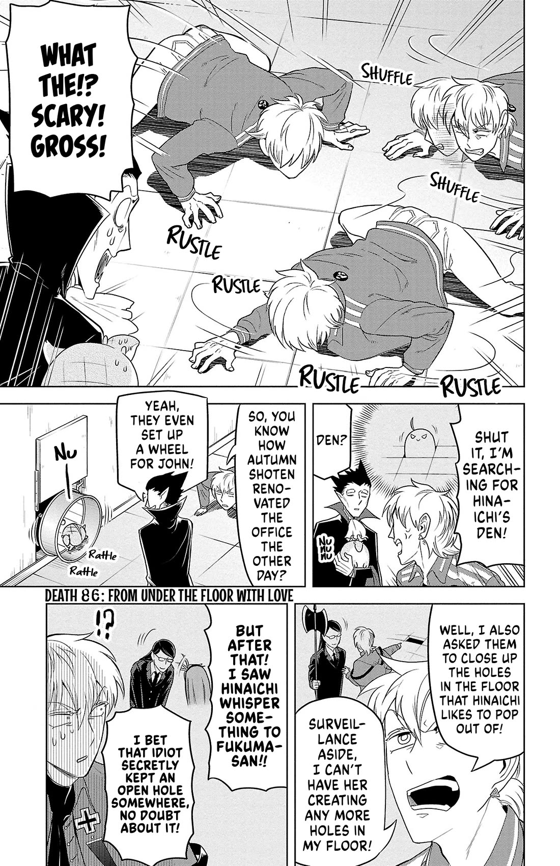 Kyuuketsuki Sugu Shinu Chapter 86 page 1 - Chapter 86: From Under the Floor with Love