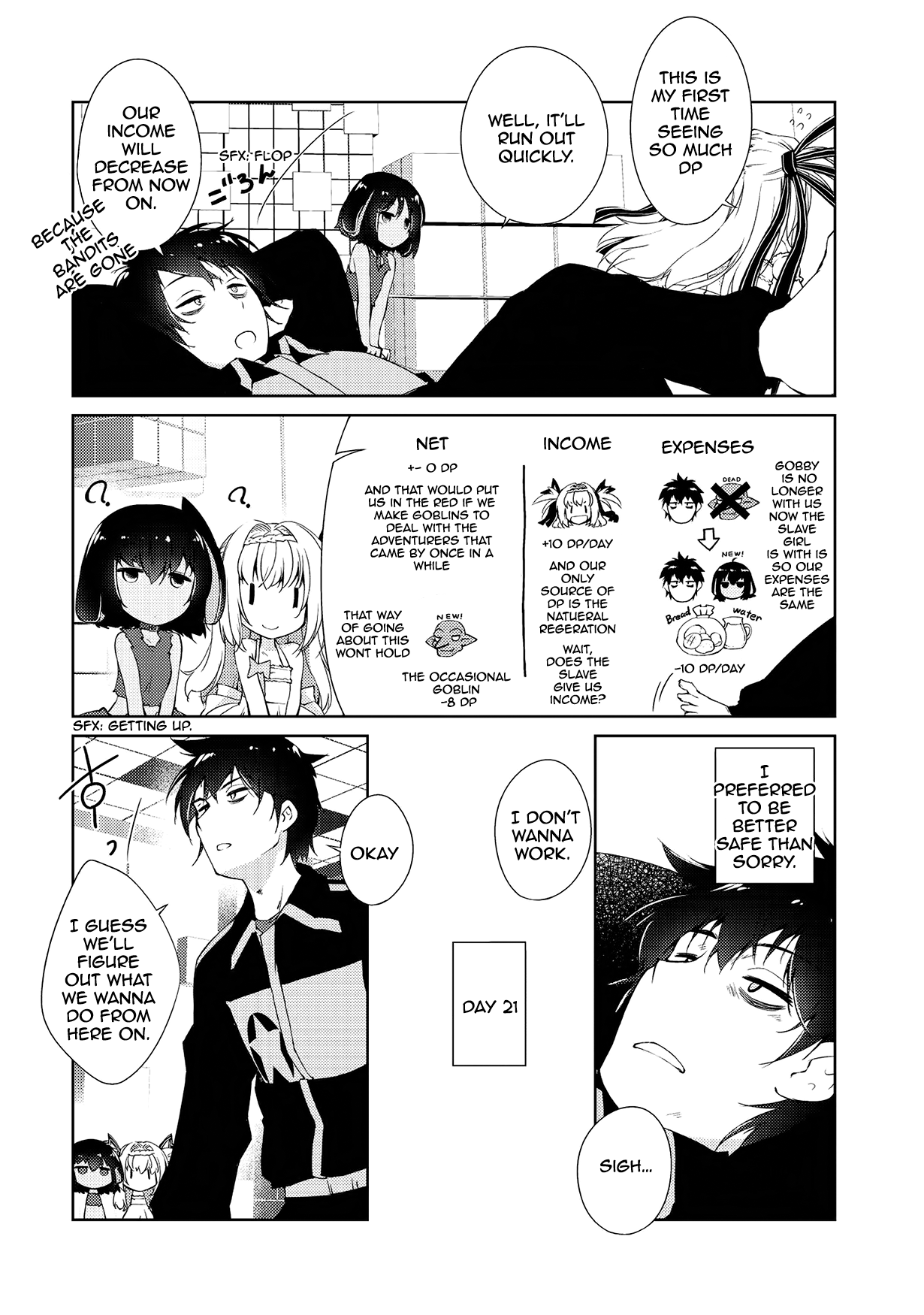 Lazy Dungeon Master Chapter 3 page 12 - Chapter 3: A hug pillow, 15,000 DP and [Create Golem]