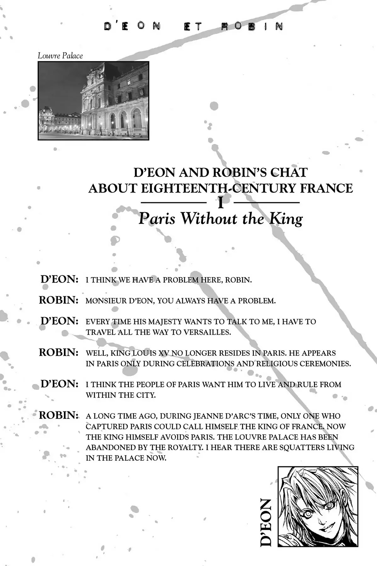 Le Chevalier D'Eon Chapter 4.5 page 1 - Vol.1 Bonus: D'eon and Robin's Chat About Eighteenth-Century France