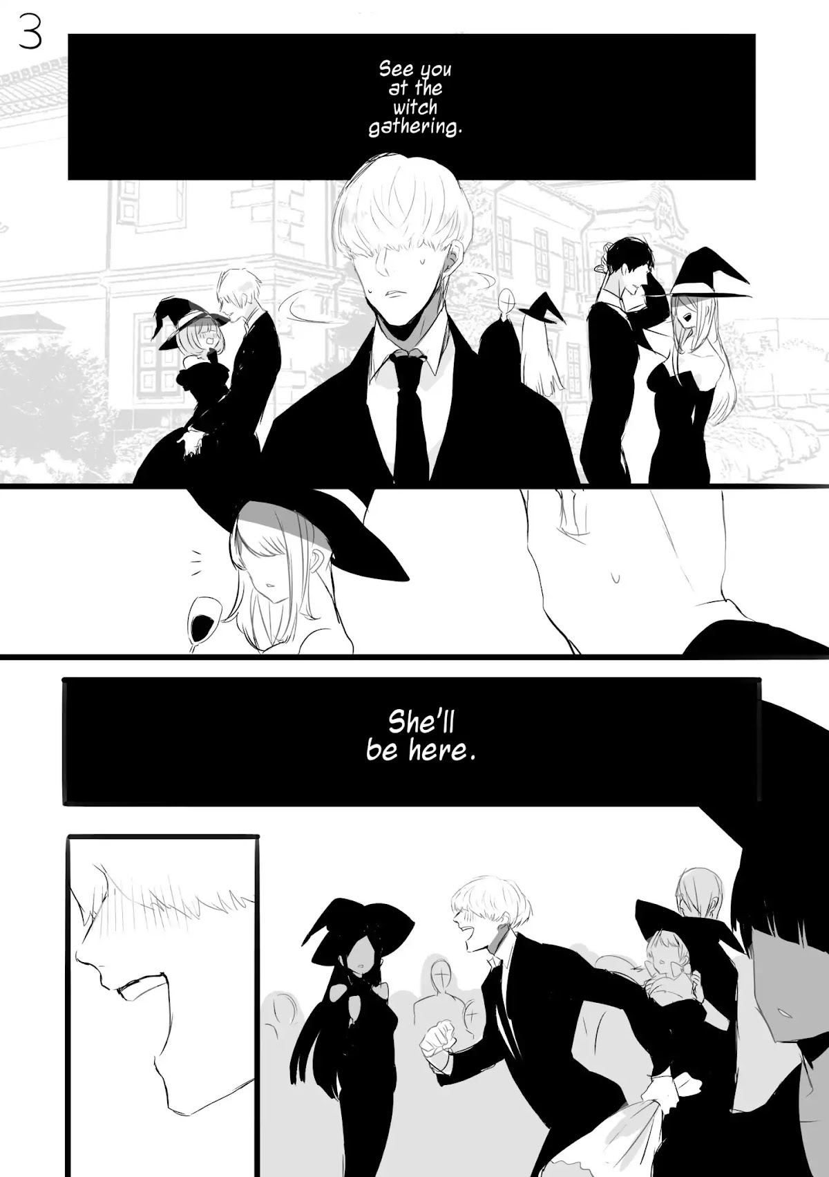Let's Meet at The Witches' Gathering Chapter 4 page 3 - Chapter 4: A Story about Seriously Injured Boy and A Witch Who Embraced Him (By sakusya2honda)