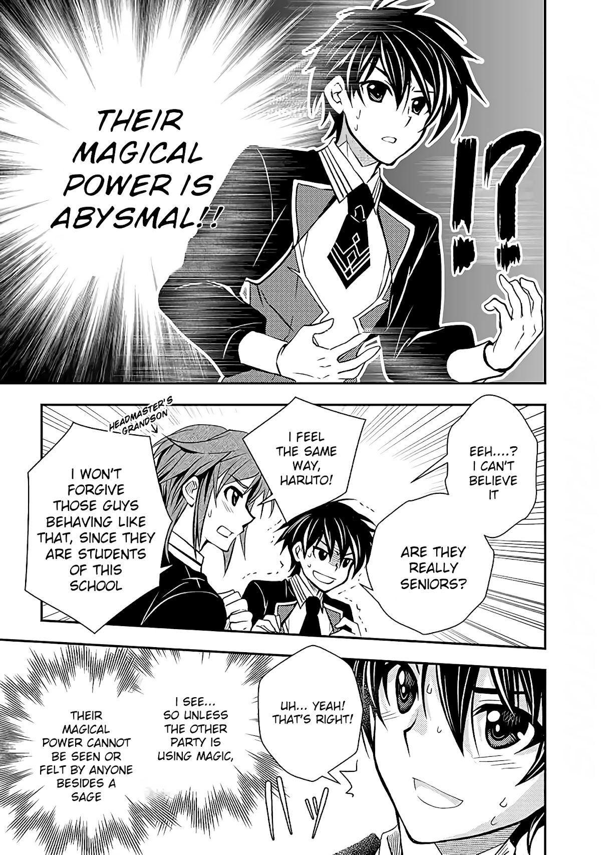 Level 1 no Saikyou kenja ~Noroi de sai kakyuu mahou shika tsukaenaikedo, kami no kanchigai de mugen no maryoku o te ni ire saikyou ni~ Chapter 12 page 13 - Chapter 12: Our opponents were the guys we met at the entrance ceremony