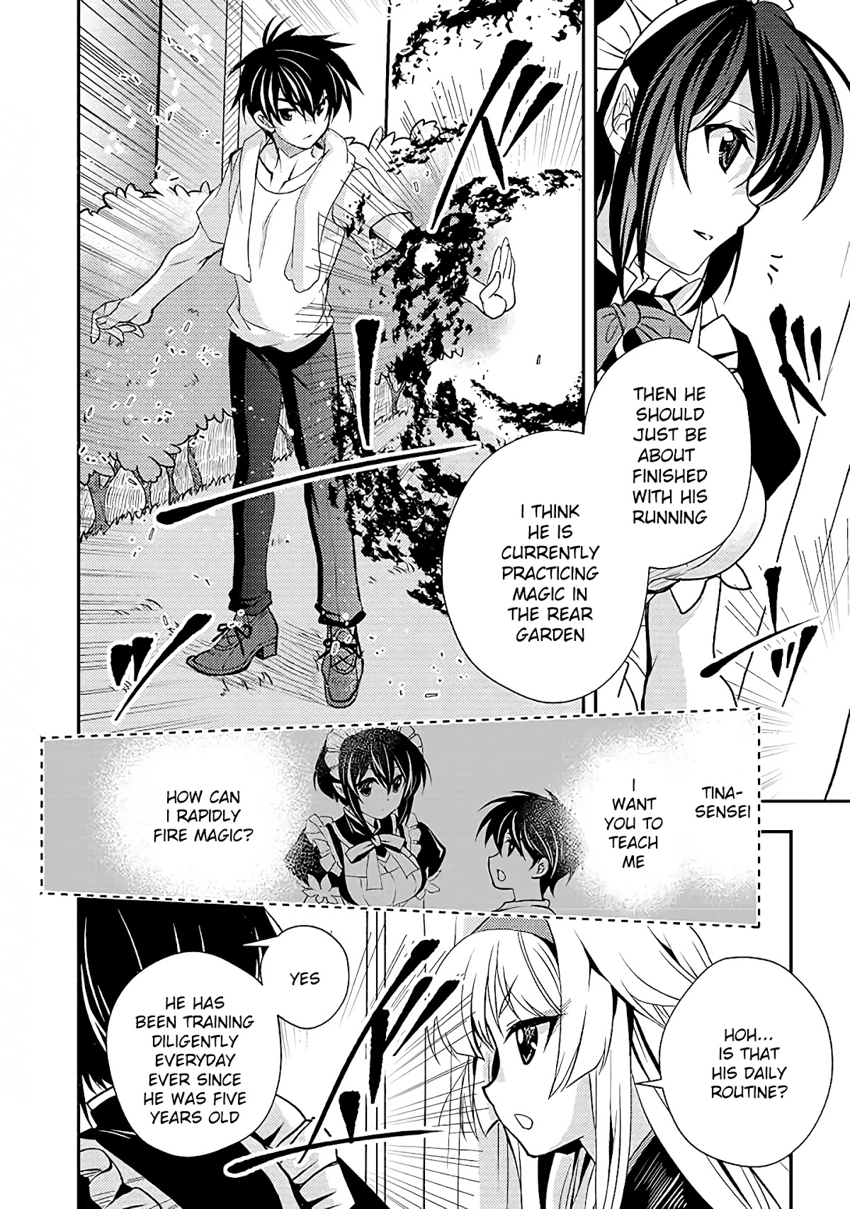 Level 1 no Saikyou kenja ~Noroi de sai kakyuu mahou shika tsukaenaikedo, kami no kanchigai de mugen no maryoku o te ni ire saikyou ni~ Chapter 12 page 4 - Chapter 12: Our opponents were the guys we met at the entrance ceremony