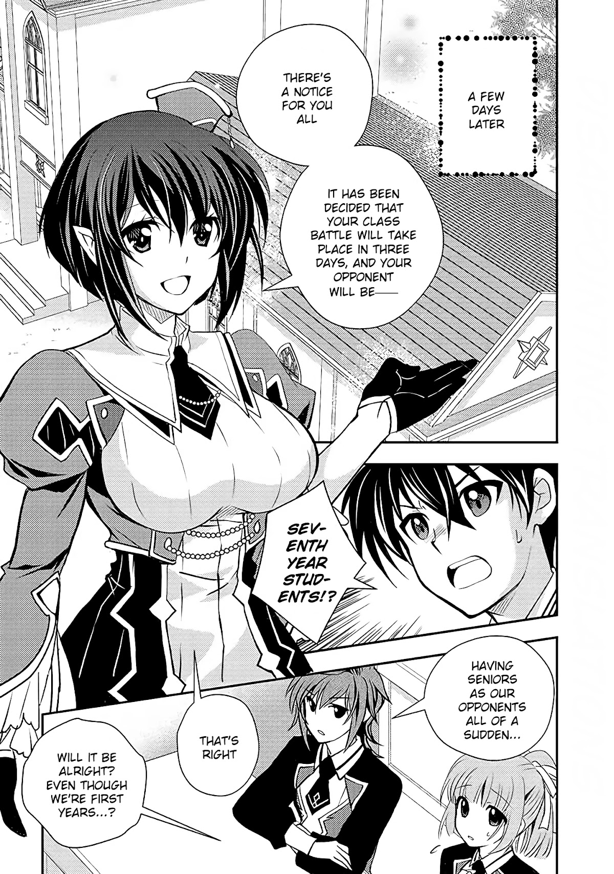 Level 1 no Saikyou kenja ~Noroi de sai kakyuu mahou shika tsukaenaikedo, kami no kanchigai de mugen no maryoku o te ni ire saikyou ni~ Chapter 12 page 9 - Chapter 12: Our opponents were the guys we met at the entrance ceremony
