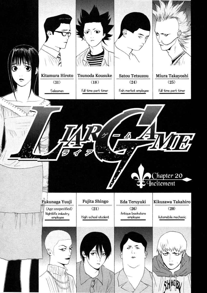Liar Game Chapter 20 page 1 - Chapter 20: Incitement