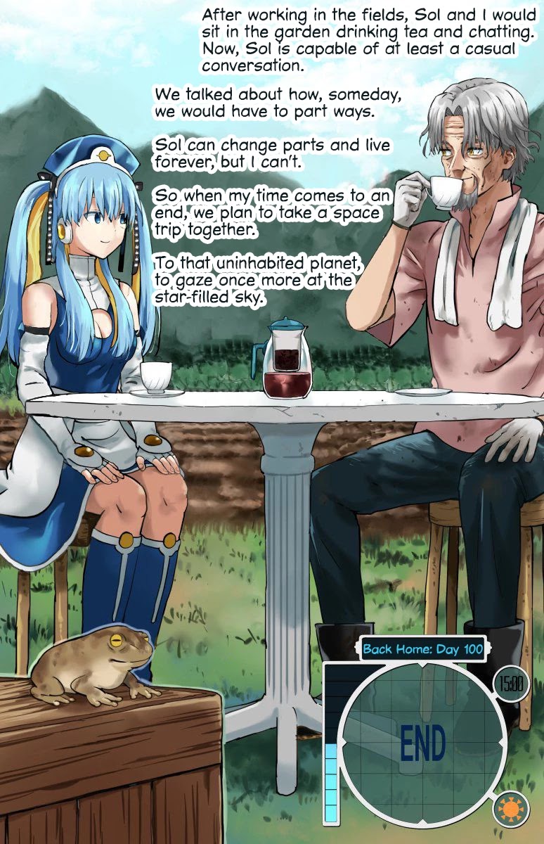 Life on an Uninhabited Planet with an Android Chapter 57 page 1 - Chapter 57: Back Home - Day 100 [END]