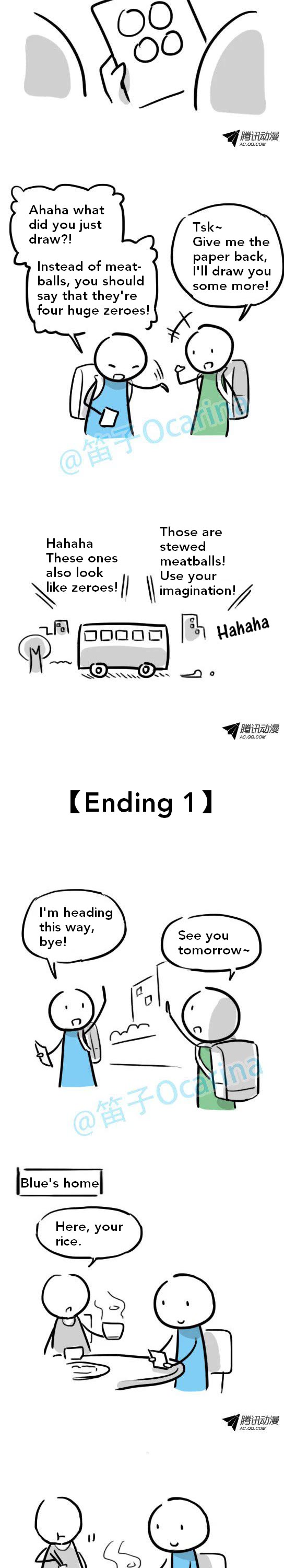 Lil' Green & Lil' Blue Chapter 28 page 2 - Chapter 28: Drawing Food