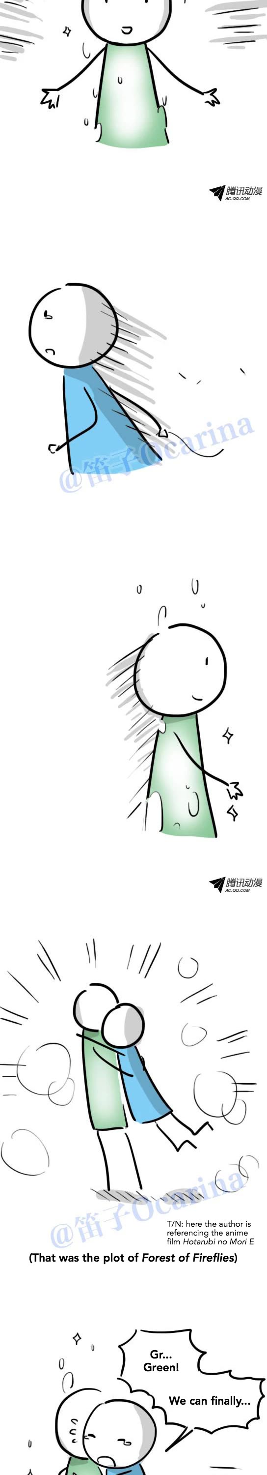 Lil' Green & Lil' Blue Chapter 38 page 2 - Chapter 38: Forest of Fireflies