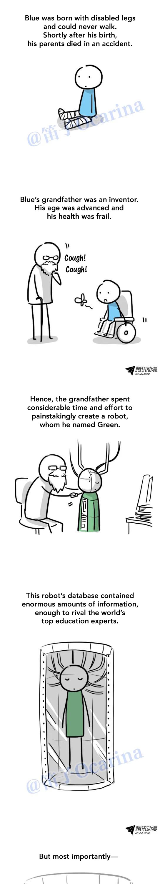 Lil' Green & Lil' Blue Chapter 41 page 1 - Chapter 41: The Robot Who Couldn't Get Hurt