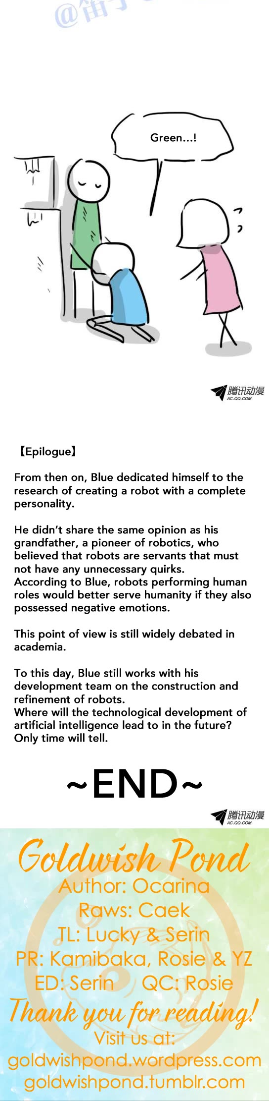Lil' Green & Lil' Blue Chapter 41 page 15 - Chapter 41: The Robot Who Couldn't Get Hurt