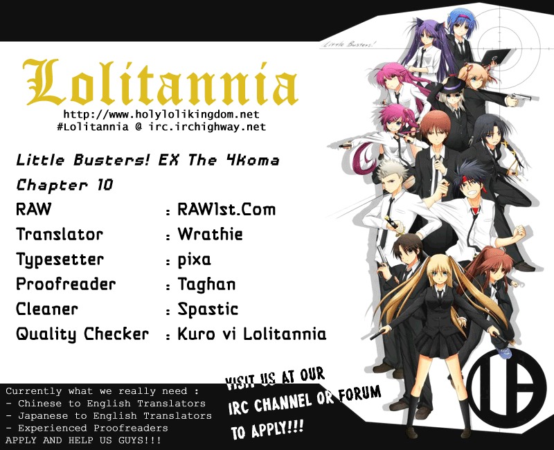 Little Busters! EX the 4-Koma Chapter 10 page 1 - Chapter 10: Capture The Mysterious Lifeform!!