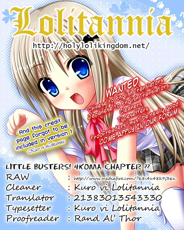 Little Busters! The 4-Koma Chapter 20 page 1 - Chapter 20: Dumbass Aniki ? Kyousuke Trying to Get a Job