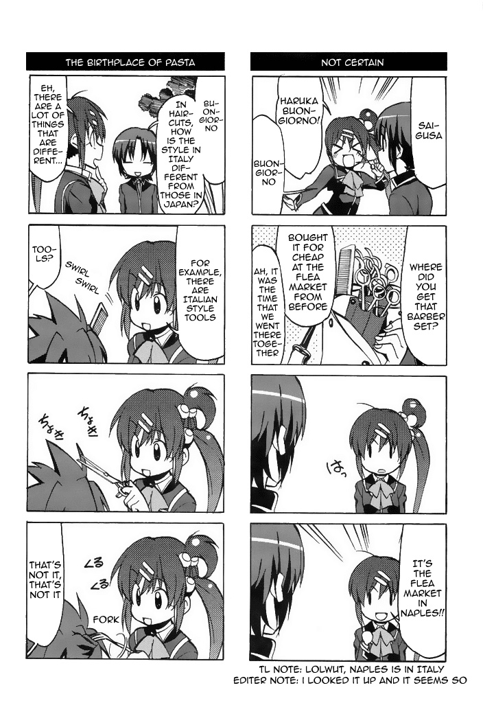 Little Busters! The 4-Koma Chapter 38 page 9 - Chapter 38: The Female Barber That's Radiating Charm, Haruka Buongiorno