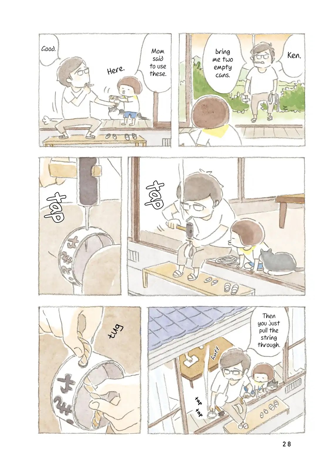 Little Ken and a Cat. Sometimes a Duck Chapter 3 page 6 - Chapter 3: Dad's Tin Cans