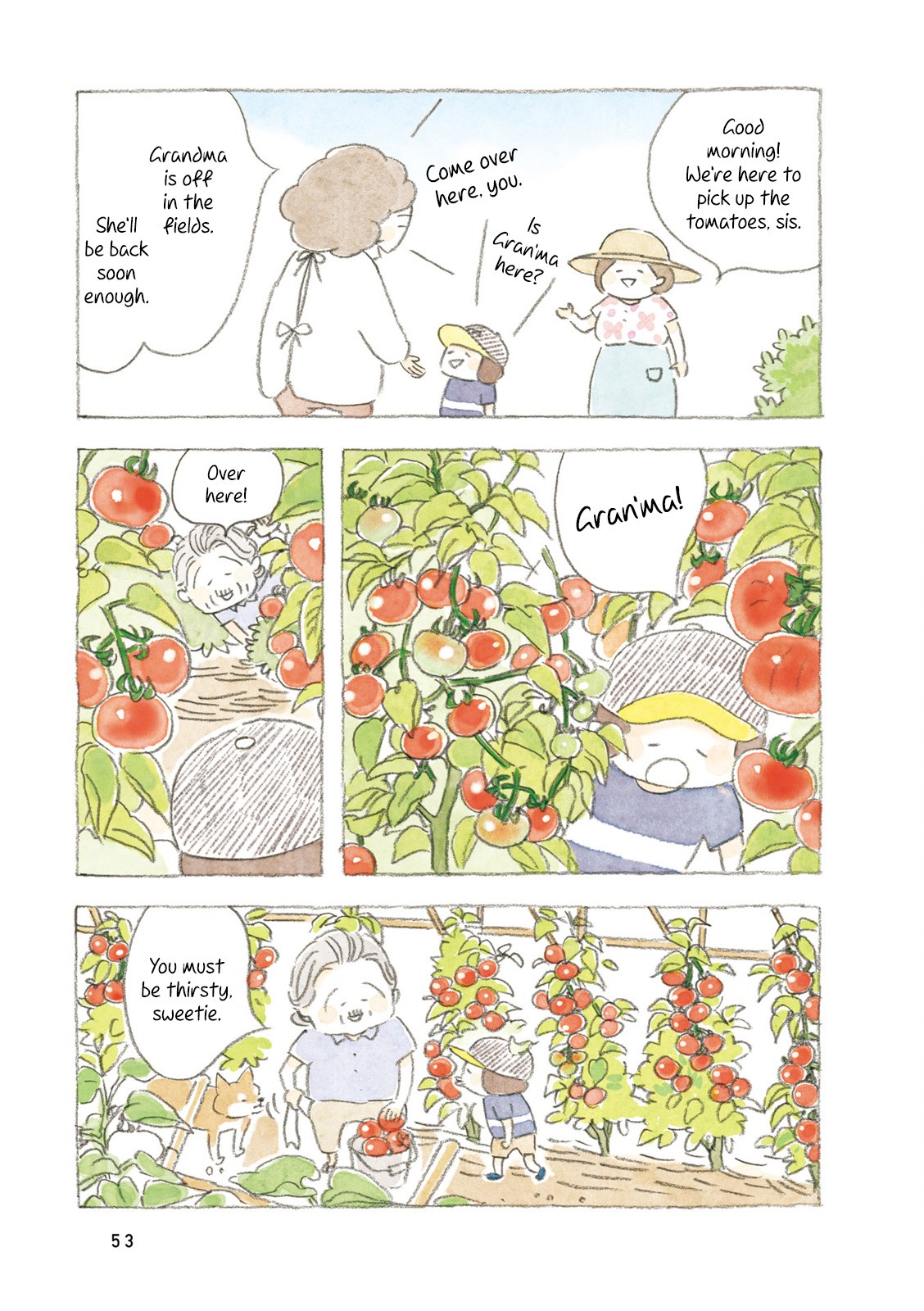 Little Ken and a Cat. Sometimes a Duck Chapter 6 page 5 - Chapter 6: Gran'ma's Tomatoes