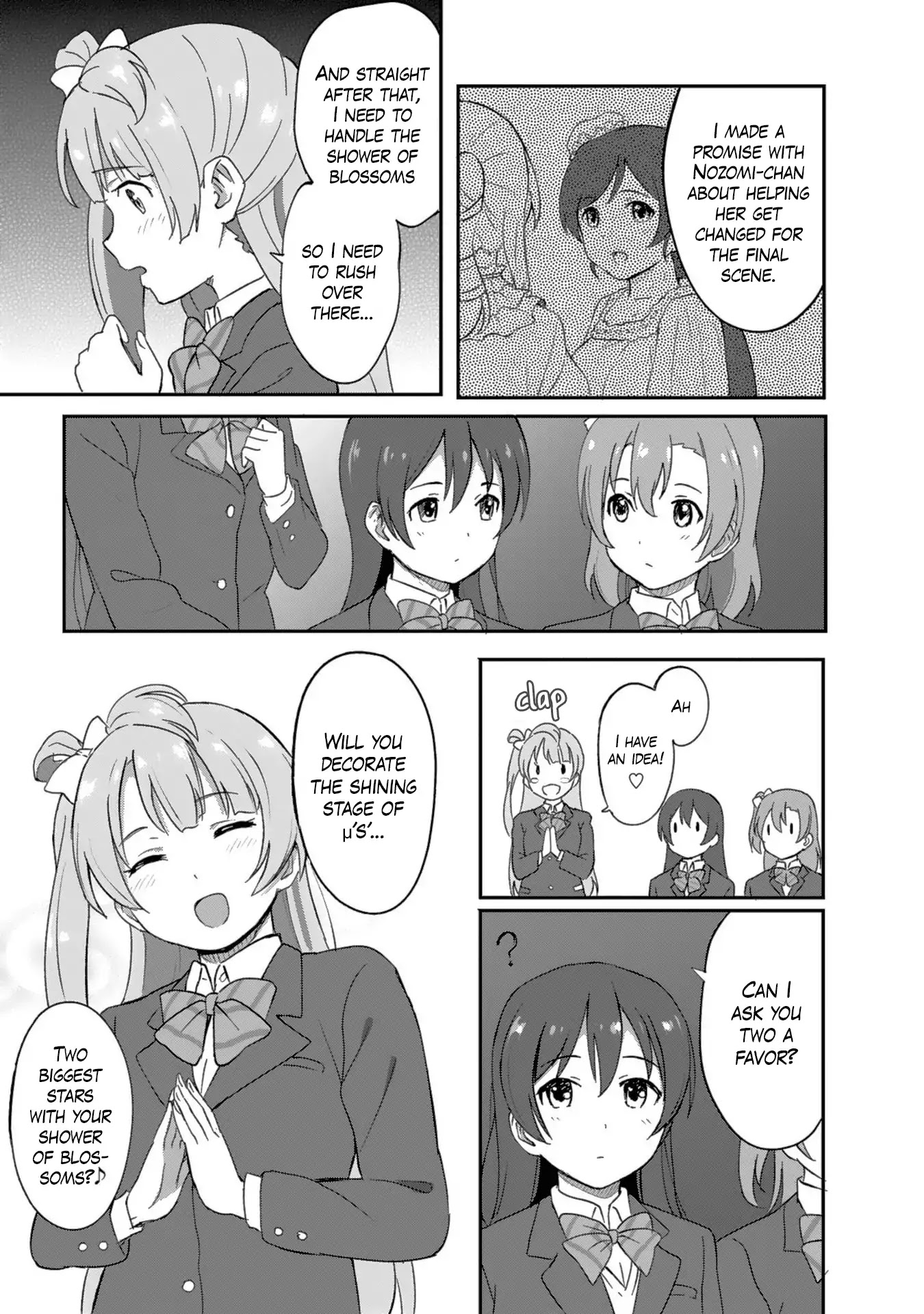 Love Live! School Idol Diary (Second Season) Chapter 1.1 page 15 - Vol.1 Chapter 1: Let's Celebrate the Eve of the School Festival.