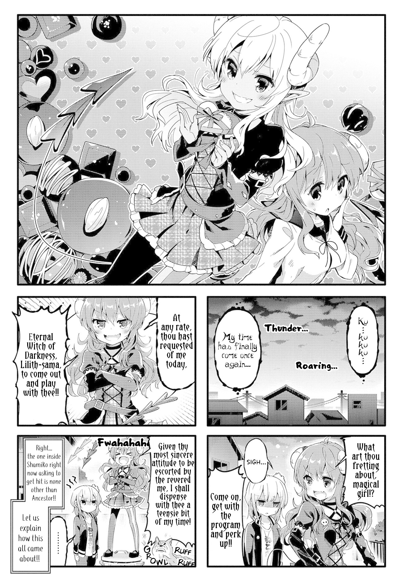 Machikado Mazoku Chapter 33 page 1 - Chapter 33: The Witch of Darkness Returns! Steam From Hell!