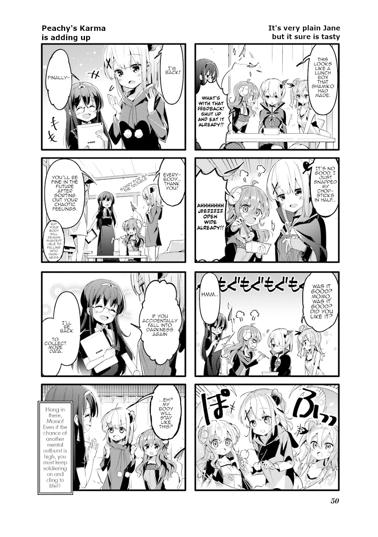 Machikado Mazoku Chapter 44 page 8 - Chapter 44: Black Emotions!! Darkness Peach Special!!!