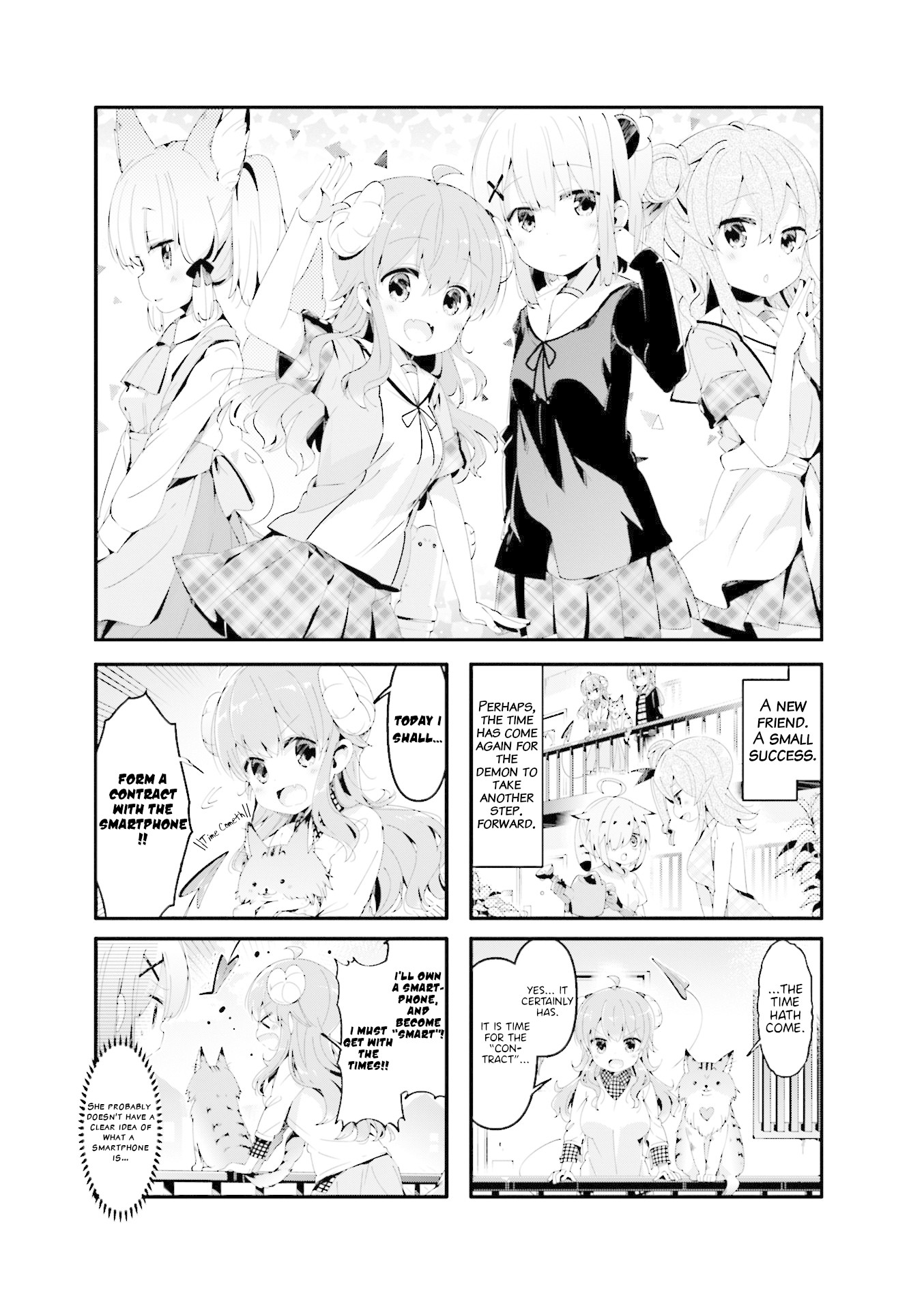 Machikado Mazoku Chapter 53 page 1 - Chapter 53: Communications Revolution! Starting from Today I'm a Smart Demon!