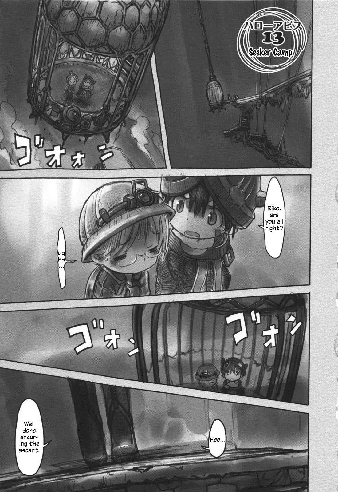 Made in Abyss Chapter 13 page 1 - Chapter 13: Seeker Camp