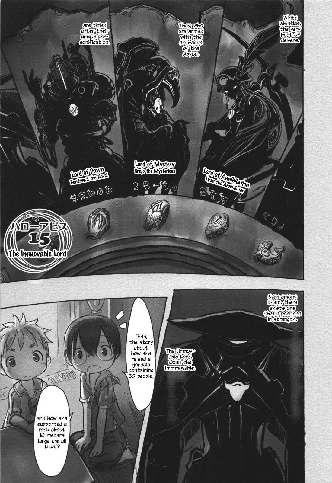 Made in Abyss Chapter 15 page 1 - Chapter 15: The Unmovable Sovereign