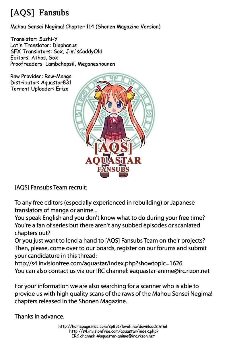Mahou Sensei Negima! Chapter 114 page 1 - Chapter 114: If You Are All Here, Then So Am I