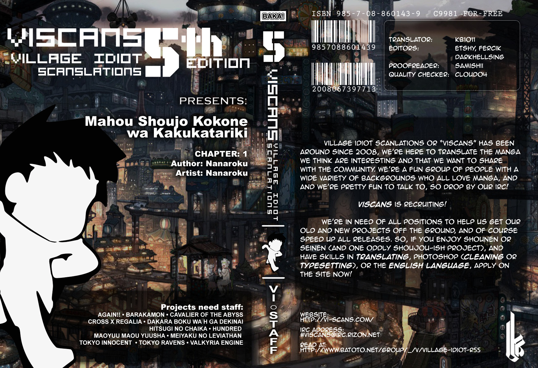 Mahou Shoujo Kokone wa Kakukatariki Chapter 1 page 1 - Chapter 1 : A Mahou Shoujo. I met one.