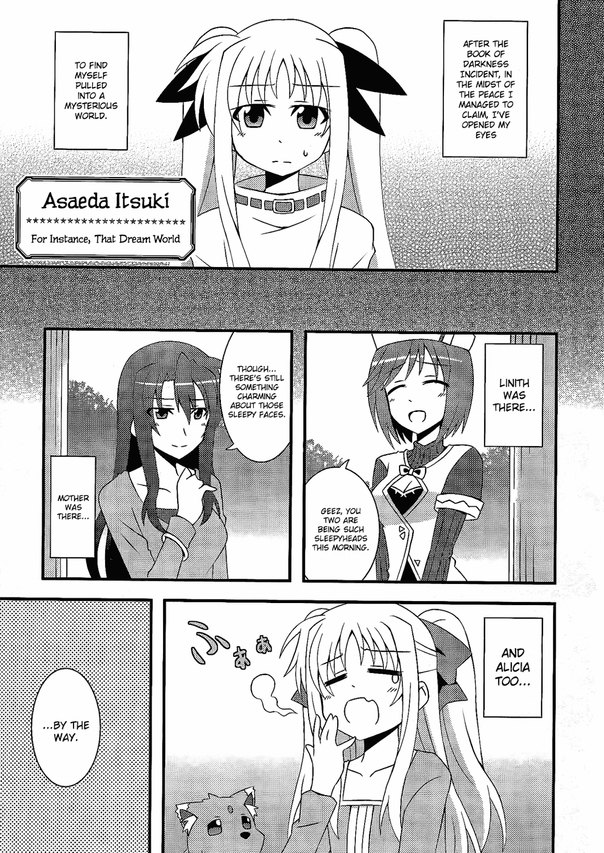 Mahou Shoujo Lyrical Nanoha: The Movie Comic a la Carte Chapter 8.2 page 1 - Chapter 8 v2 : 'For Instance, That Dream World', by Asaeda Itsuki