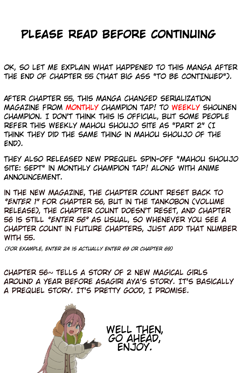 Mahou Shoujo Site Chapter 56 page 1 - Chapter 56: Enter. 56