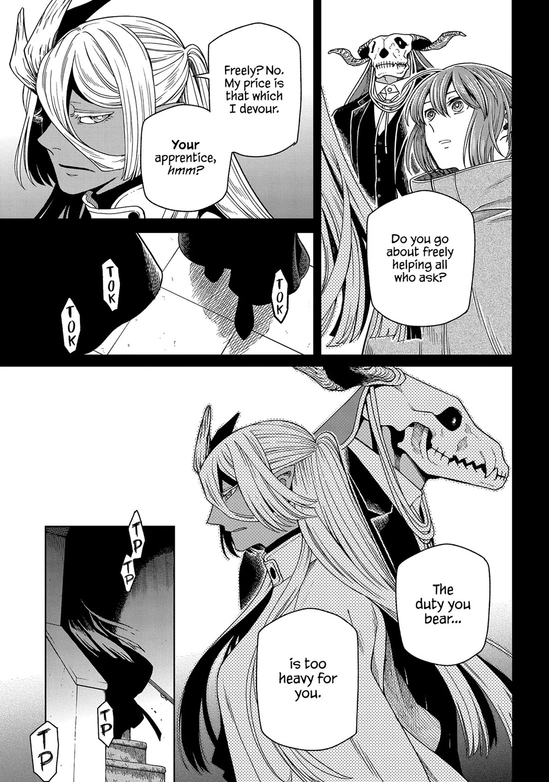 Mahou Tsukai no Yome Chapter 98 page 11 - Chapter 98: Guests, like fish, begin to stink after three days.