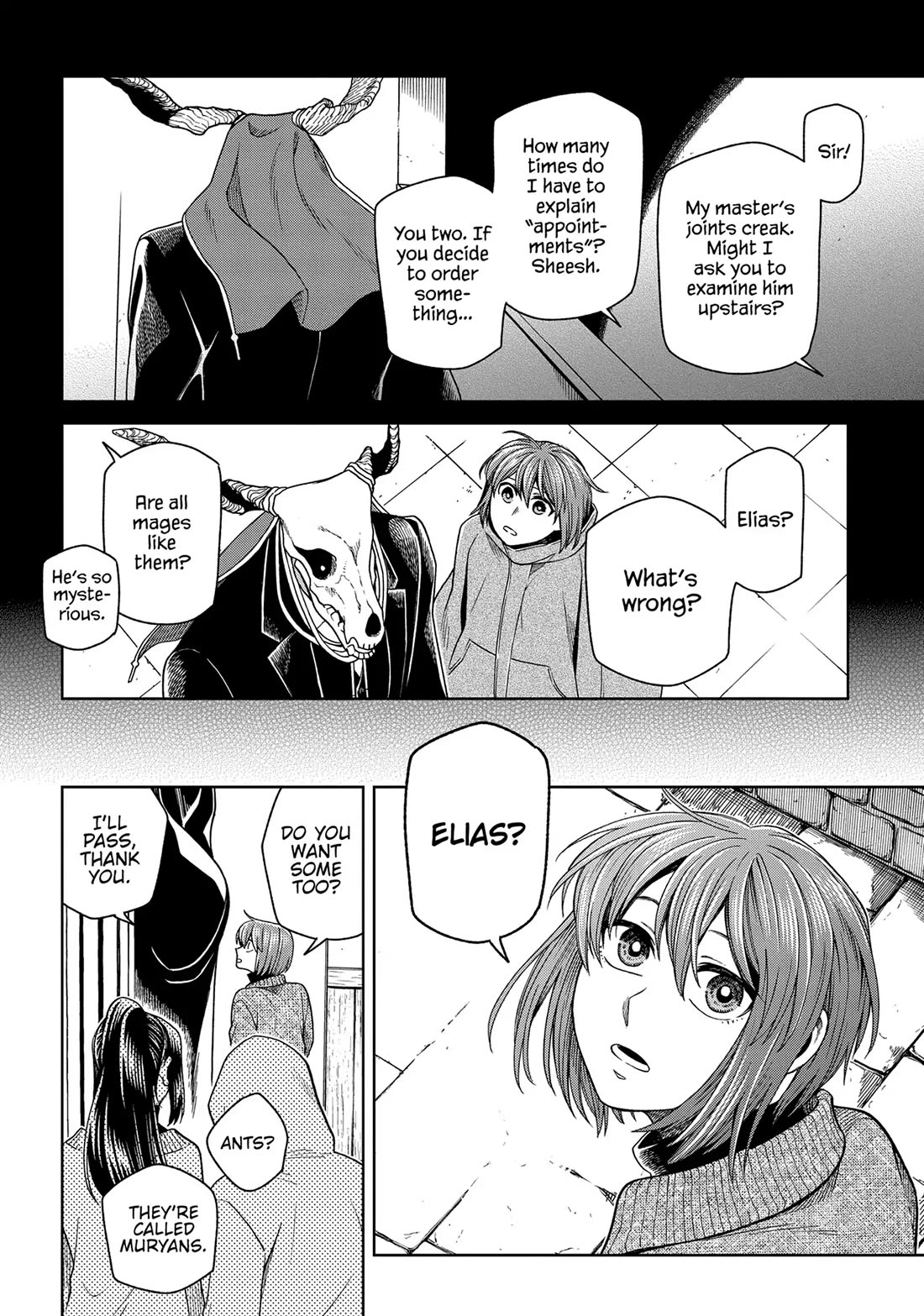Mahou Tsukai no Yome Chapter 98 page 12 - Chapter 98: Guests, like fish, begin to stink after three days.