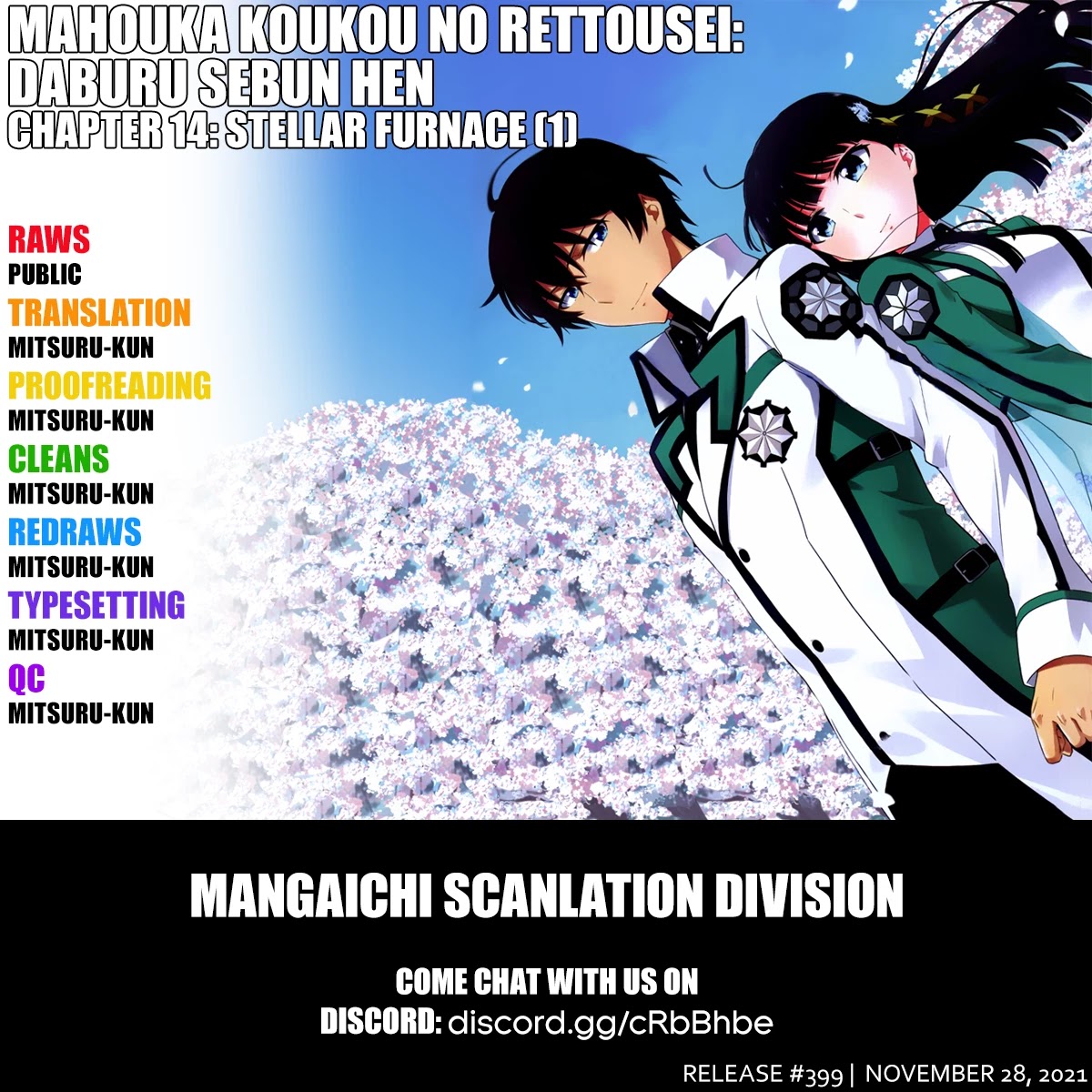 Mahouka Koukou no Rettousei - Double Seven Hen Chapter 14 page 1 - Chapter 14: Stellar Furnace (1)