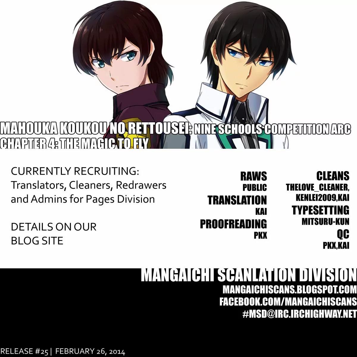 Mahouka Koukou no Rettousei - Kyuukousen Hen Chapter 4 page 1 - Chapter 4: The Magic to Fly
