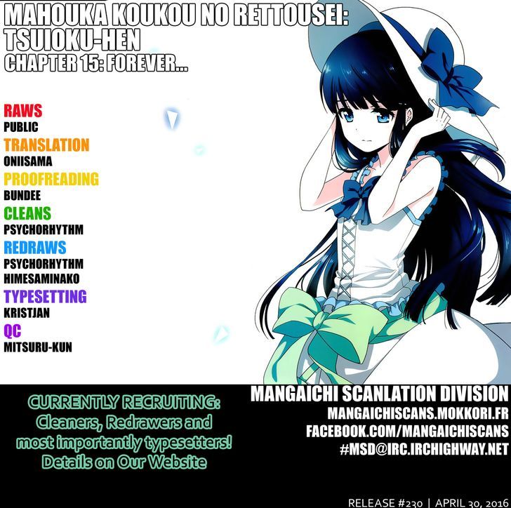 Mahouka Koukou no Rettousei - Tsuioku Hen Chapter 15 page 1 - Chapter 15 : Forever...