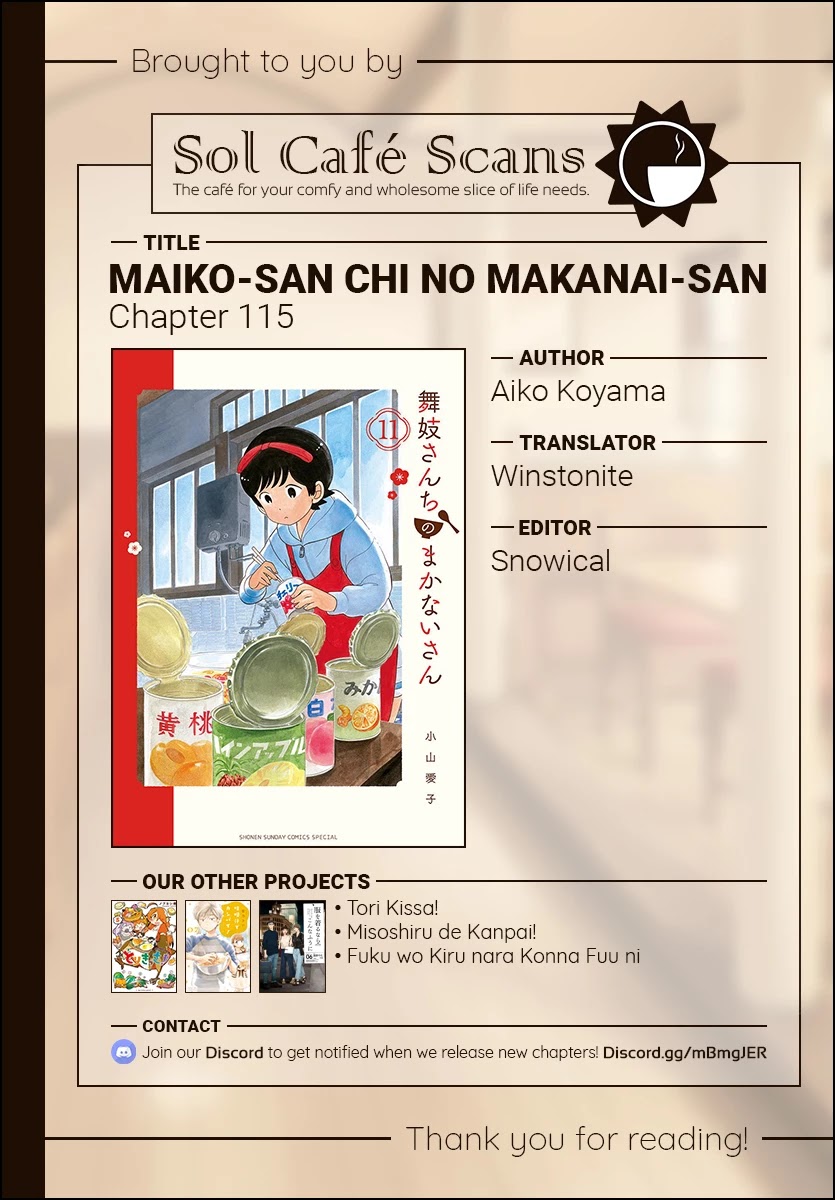Maiko-san Chi no Makanai-san Chapter 115 page 11 - Chapter 115: A While Since I've Had That