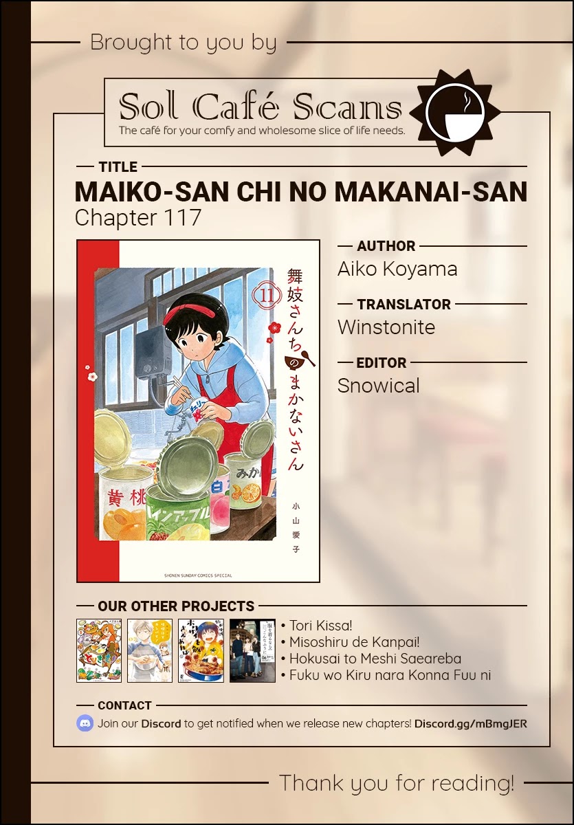 Maiko-san Chi no Makanai-san Chapter 117 page 12 - Chapter 117: Life in This Town