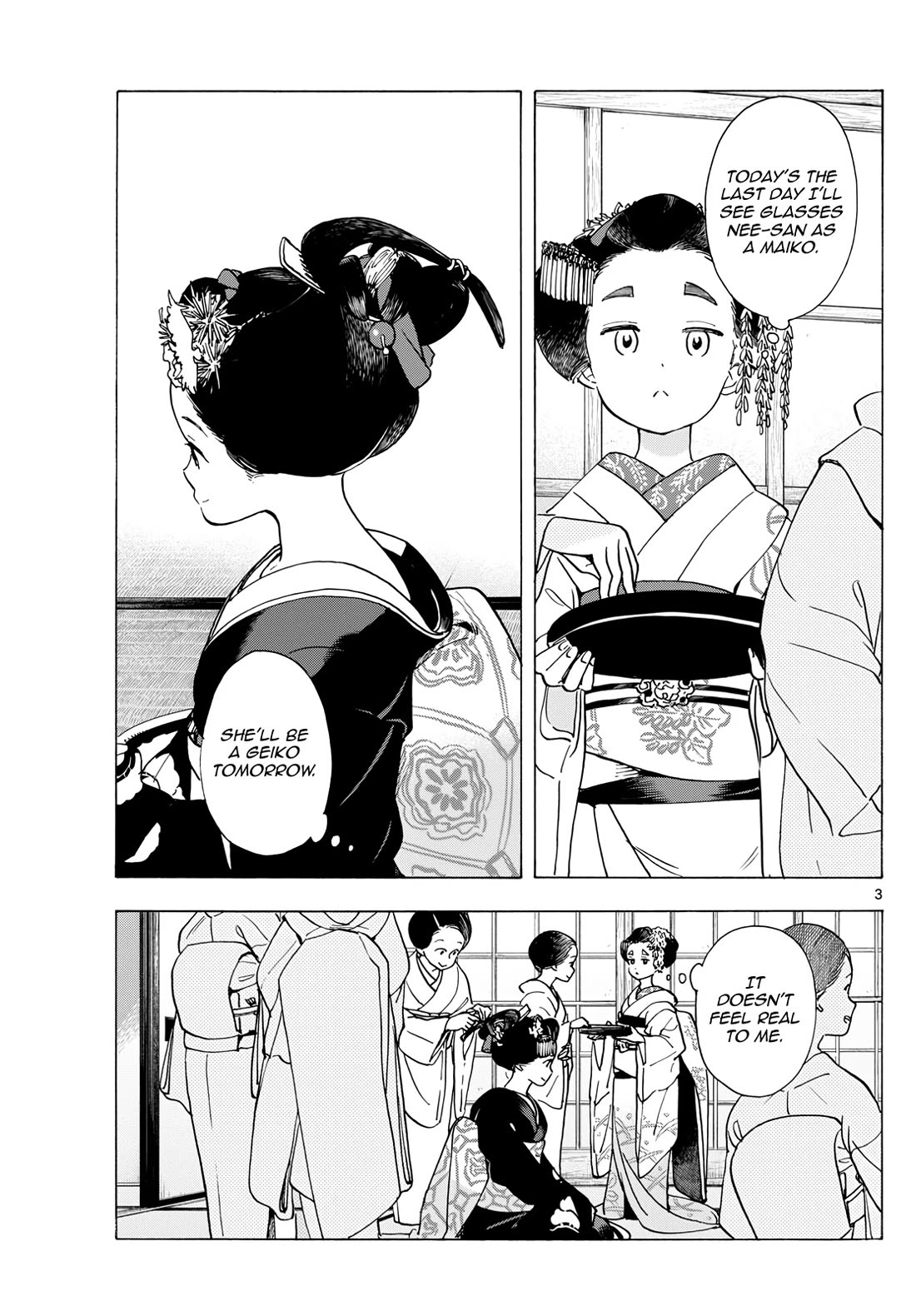 Maiko-san Chi no Makanai-san Chapter 293 page 3 - Chapter 293: It Doesn't Feel Real