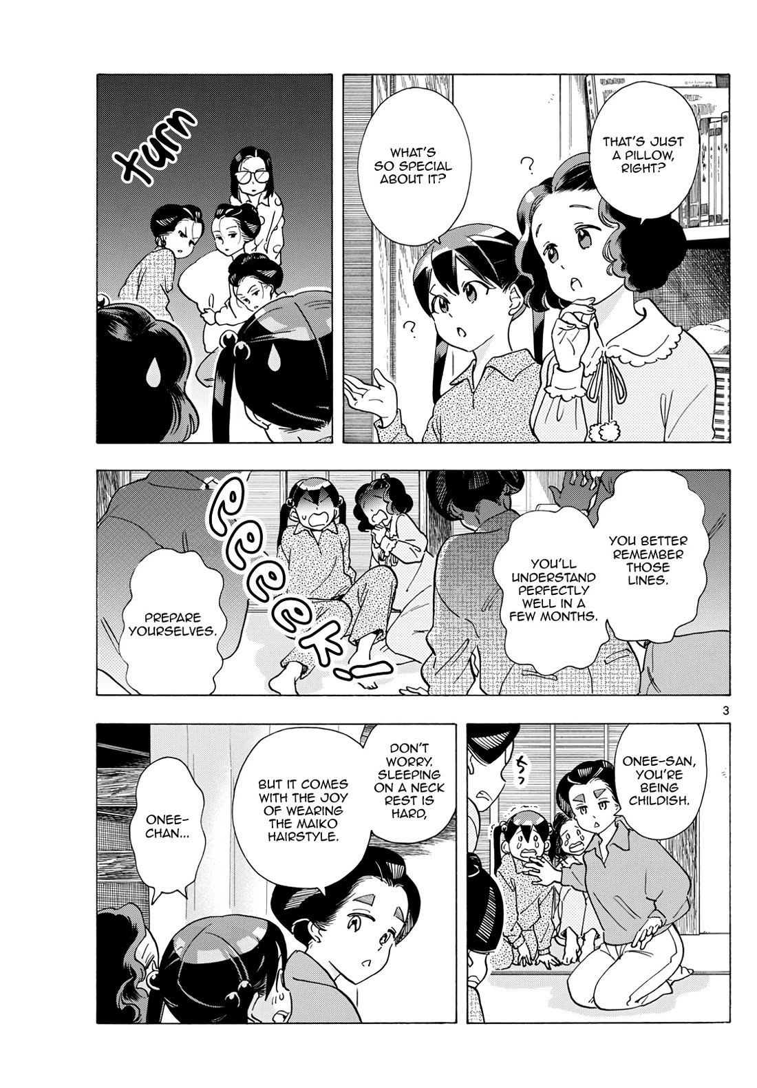 Maiko-san Chi no Makanai-san Chapter 294 page 3 - Chapter 294: Feelings of the Big Sister, Feelings of the Little Sister