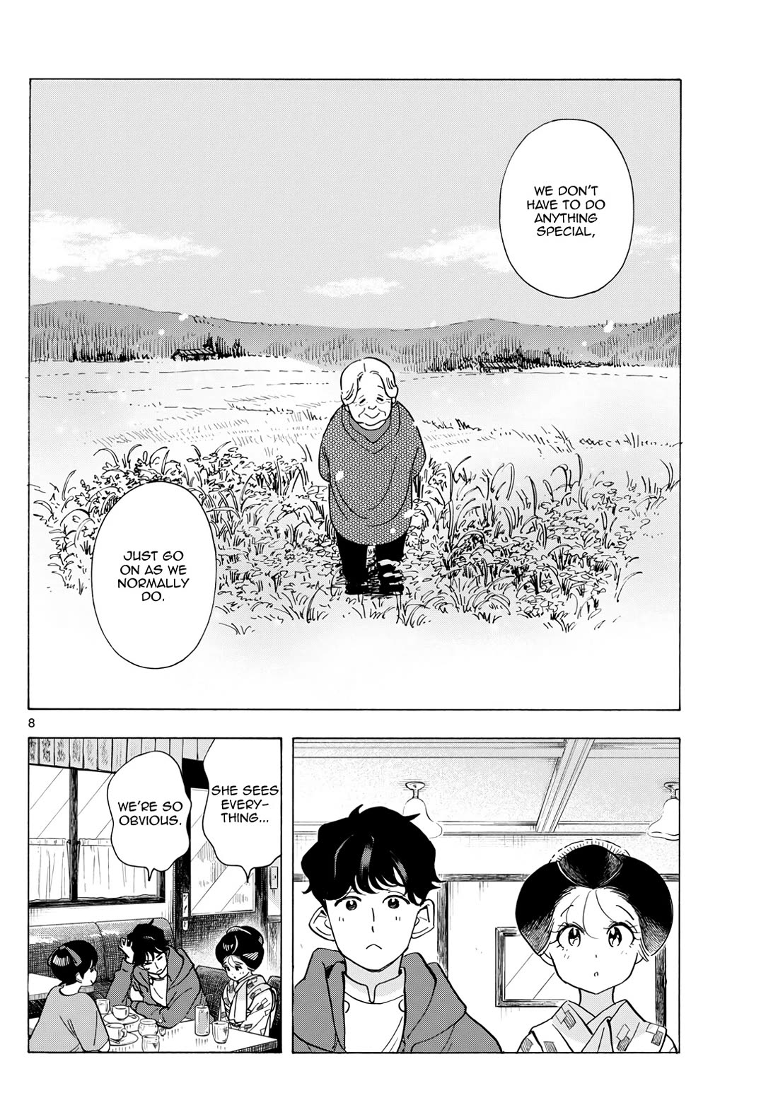 Maiko-san Chi no Makanai-san Chapter 299 page 8 - Chapter 299: Greeting Them Together, All Three of Us